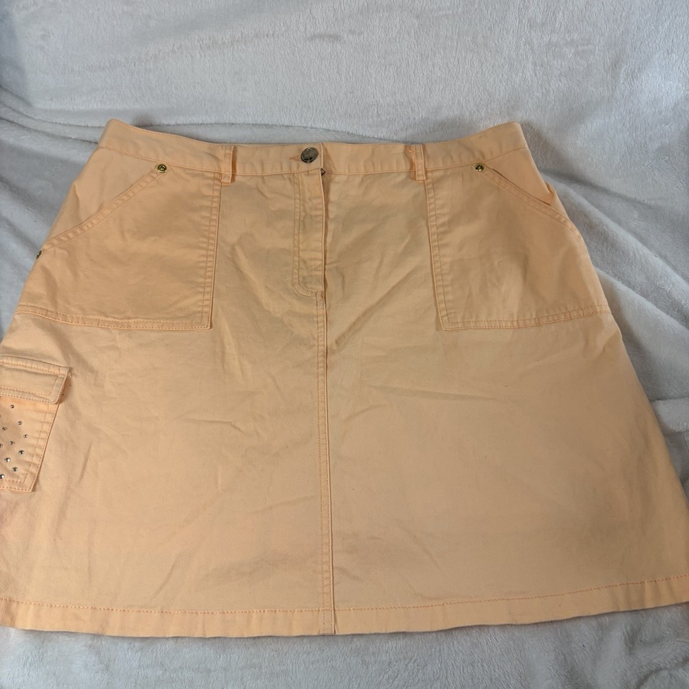 Hearts of Palm Peach Cargo Mini Skort Studded Utility Pocket Y2K Golf Tennis EUC